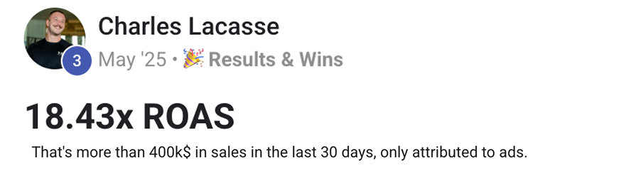 Charles Lacasse - 18.43x ROAS